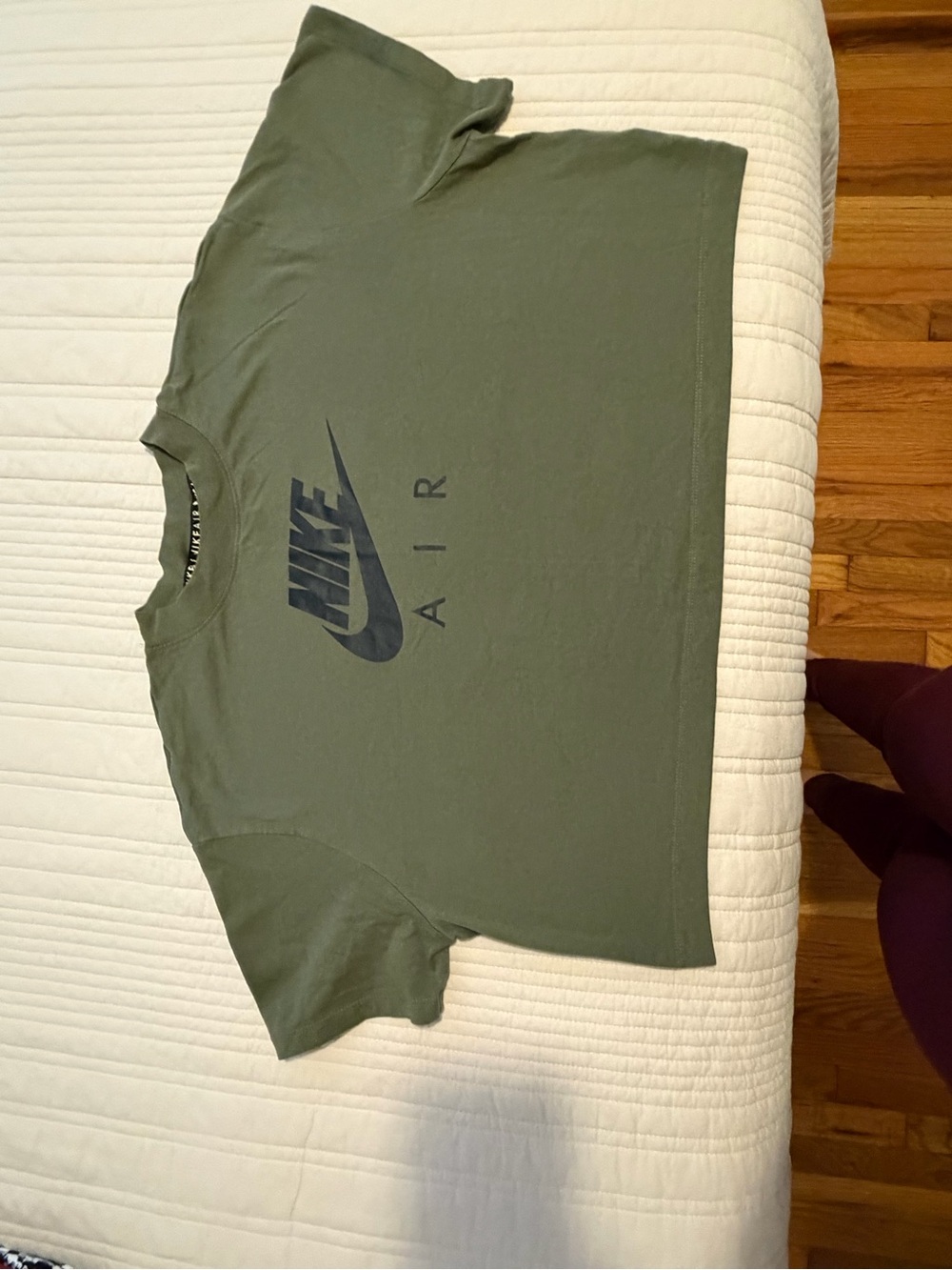 Nike Olive Green Short Sleeve Tee with Black 'AIR' Logo